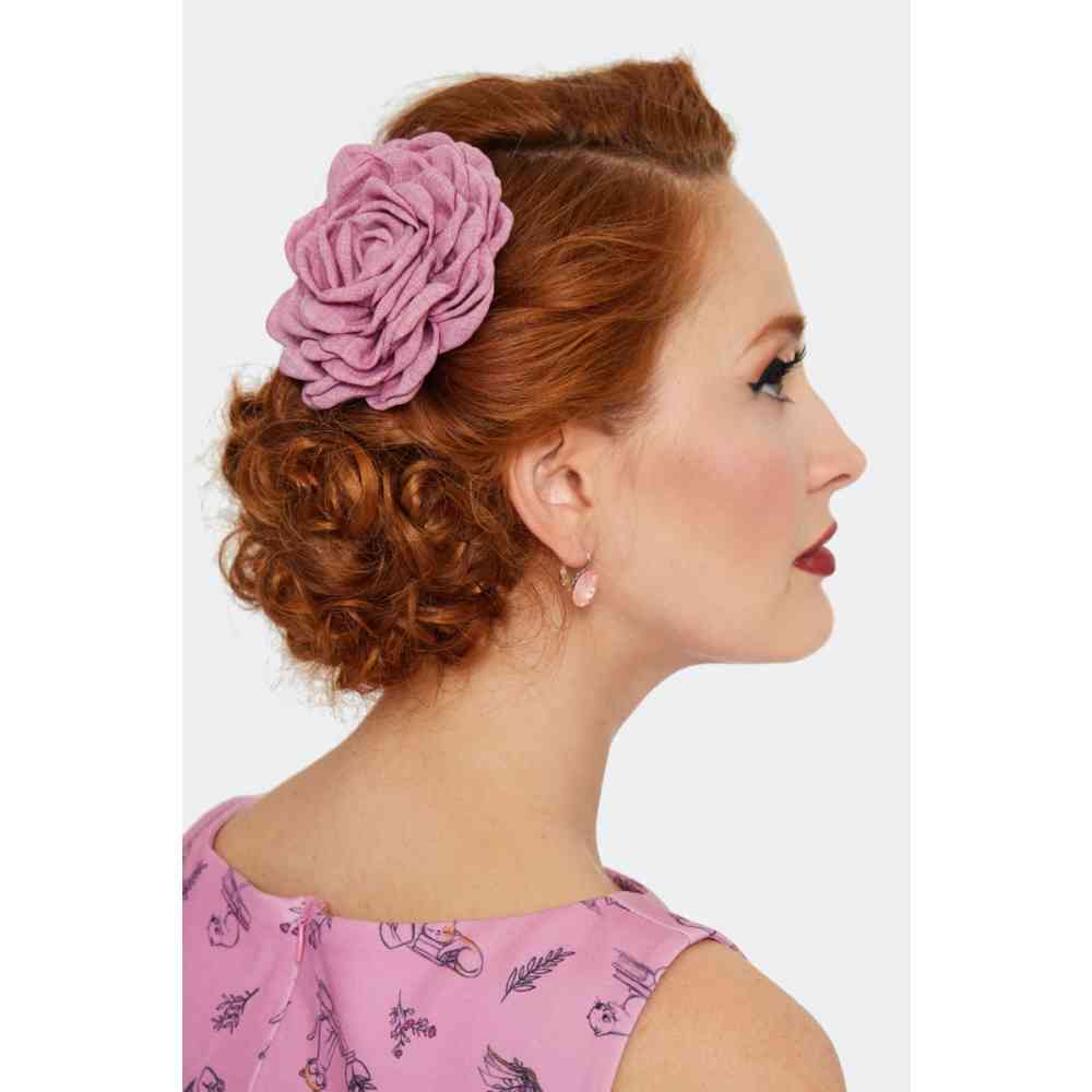 Voodoo Vixen - Large Fabric Rose Broche - Purple